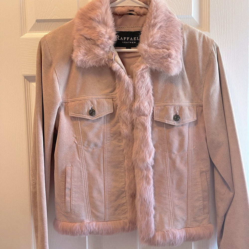 Vintage Raffaelo Leather Pink Suede & Fur Jacket